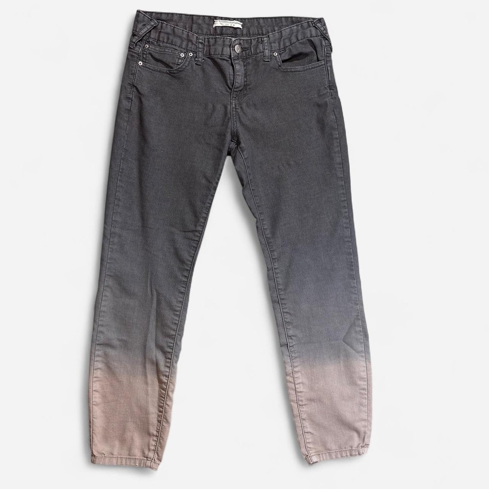 Free People Womens Gray Ombre Dip Dye Mid Rise Slim Cropped Ankle Size 28